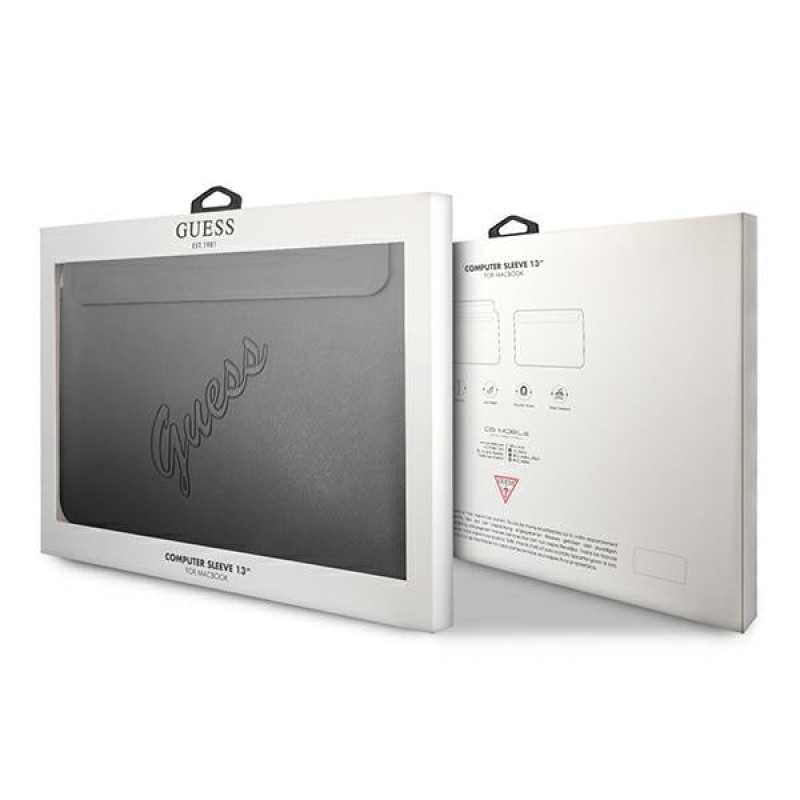 Guess GUCS13PUSASBK Saffiano Script Hülle für 13" Laptop, schwarz