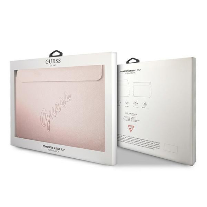 Guess GUCS13PUSASPI Saffiano Script Hülle für 13" Laptop, pink
