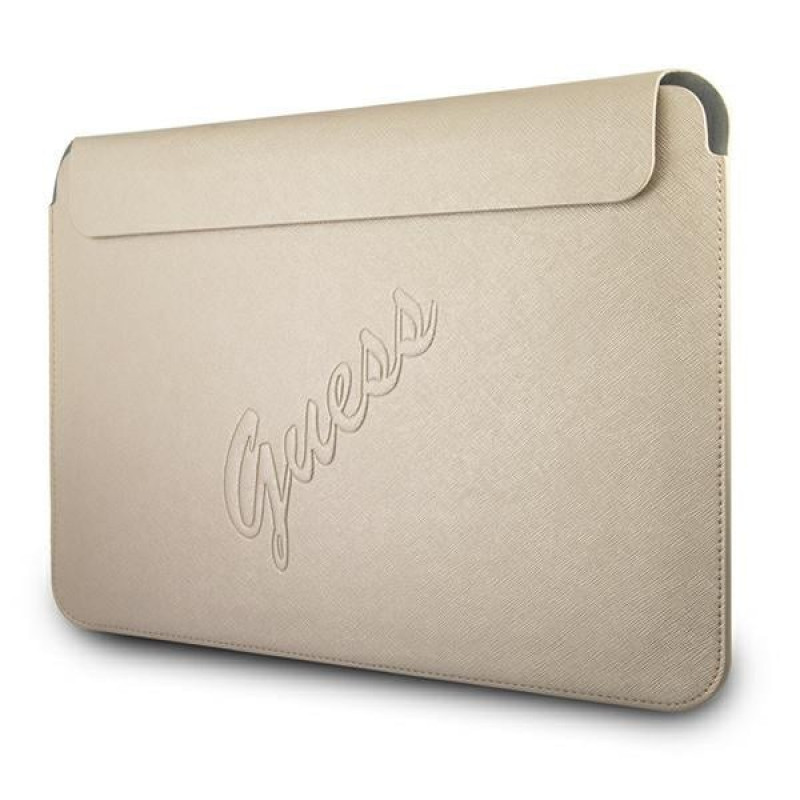 Guess GUCS13PUSASLG Saffiano Script Hülle für 13" Laptop, gold