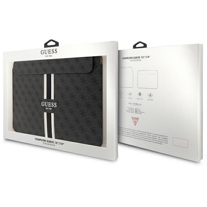 Guess GUCS14P4RPSK Laptophülle 14 Zoll, 4G Printed Stripes, schwarz