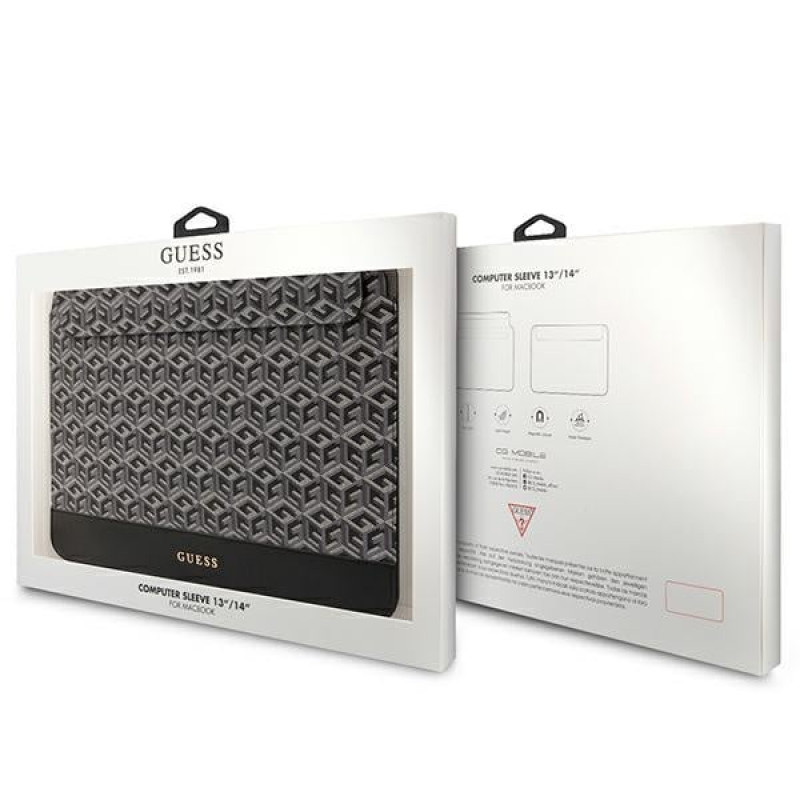 Guess GUCS14HGCFSEK Laptophülle 14 Zoll, GCube Stripes, schwarz
