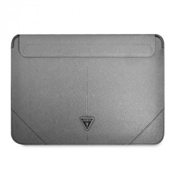 Guess GUCS16PSATLG Laptop-Hülle 16 Zoll, Saffiano Triangle, silber