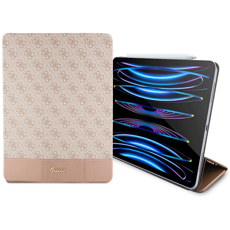 Guess GUFCP12PS4SGP Apple iPad Pro 12.9" (2020/2021/2022, 4./5./6. Generation) Bookcase, 4G Stripe Allover, Pink