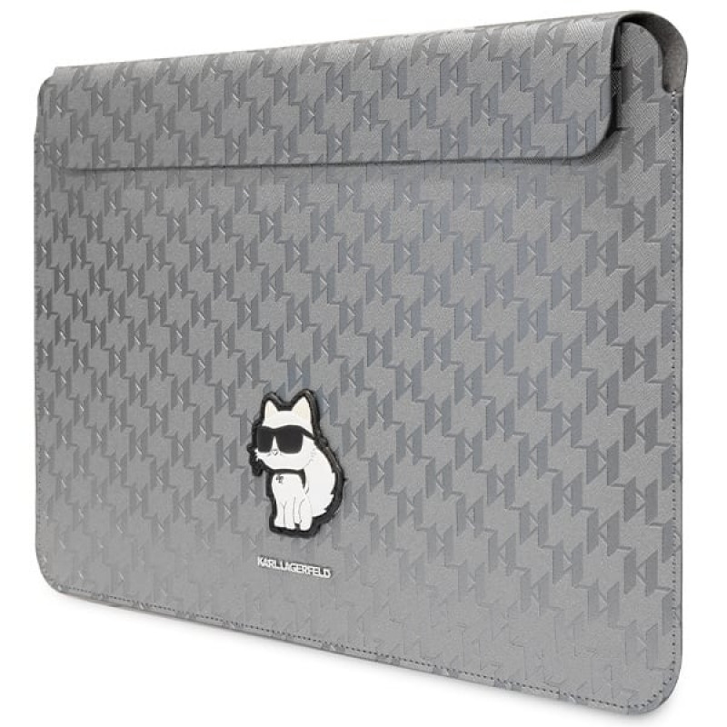 Karl Lagerfeld KLCS14SAKHPCG Laptophülle für 14 Zoll, silber, Saffiano Monogram Choupette