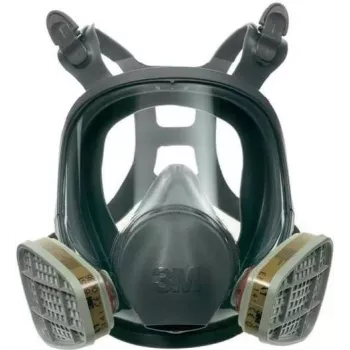 3M 6800 Vollmaske wiederverwendbarer Atemschutz, Medium, Silikon, Polycarbonat-Linse, Bajonett-Filteranschluss, Grau/Schwarz
