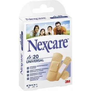 3M Nexcare Universal Pflaster, 20 gemischte Strips, hautfarben, atmungsaktiv & wasserabweisend, latexfrei (N0320AS)