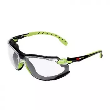 3M S1CGC1 Schutzbrille – Klare Polycarbonat-Linse, Schwarz/Grüner Rahmen, Anti-Beschlag & Anti-Kratz, CE EN 166, UV400