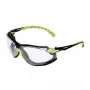 3M S1CGC1 Schutzbrille – Klare Polycarbonat-Linse, Schwarz/Grüner Rahmen, Anti-Beschlag & Anti-Kratz, CE EN 166, UV400