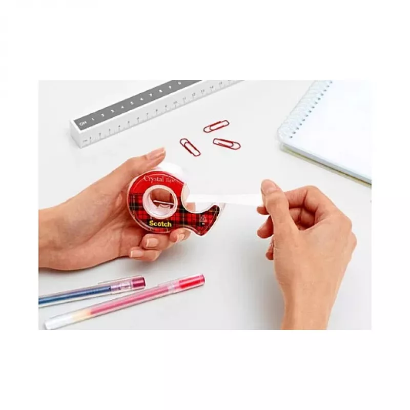 3M Scotch Crystal Clear 600 Klebeband mit Handabroller, 19 mm x 7,5 m, Transparent 6-1975D