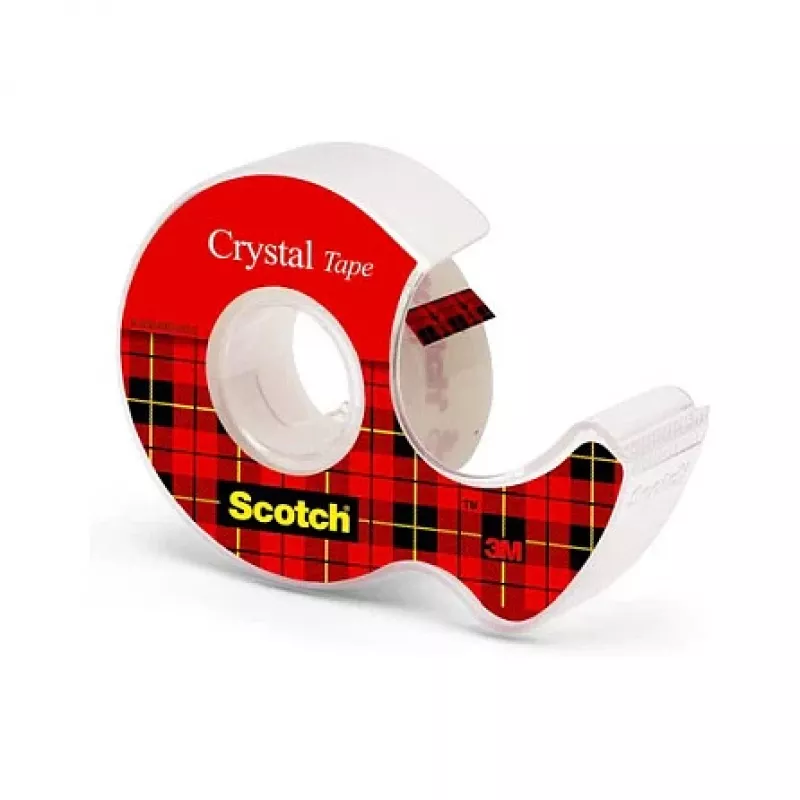 3M Scotch Crystal Clear 600 Klebeband mit Handabroller, 19 mm x 7,5 m, Transparent 6-1975D