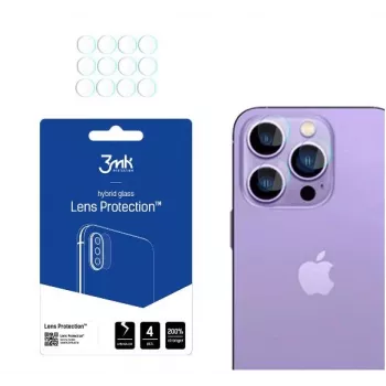 3MK Apple iPhone 14 Pro/14 Pro Max Linsenschutz - Gehärtetes Glas & Aluminiumlegierung, 9H Härte, Schwarz