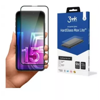 3MK Apple iPhone 15 Pro HardGlass Max Lite Displayschutzfolie aus gehärtetem Glas Schwarz