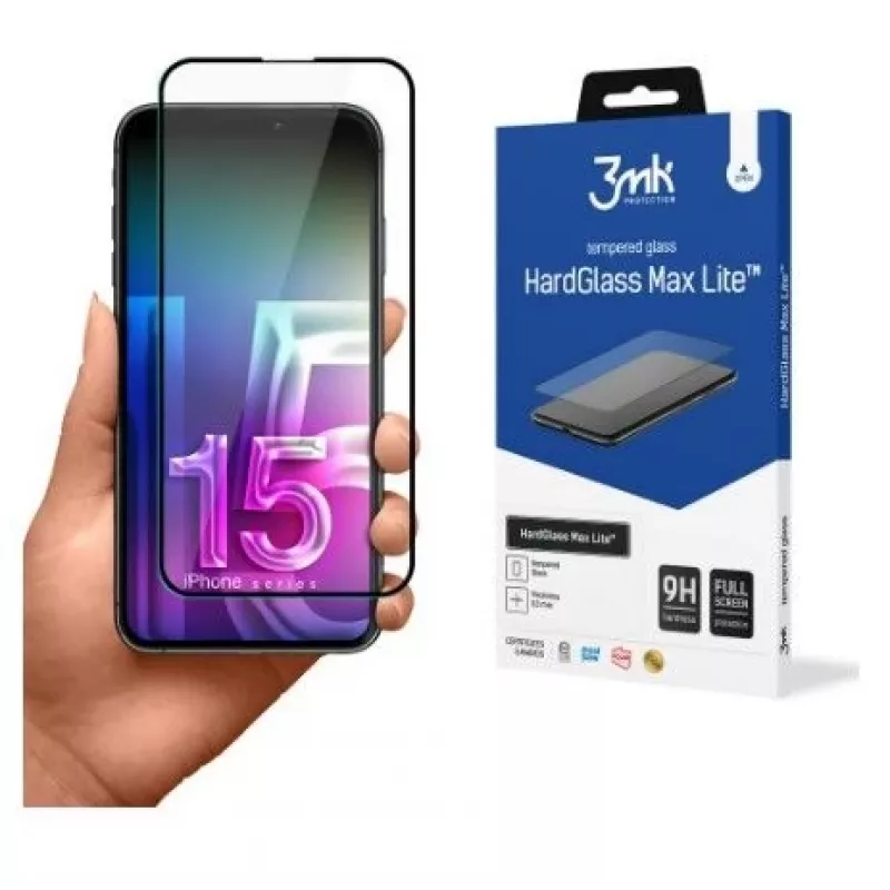 3MK Apple iPhone 15 Pro Max HardGlass Max Lite Black