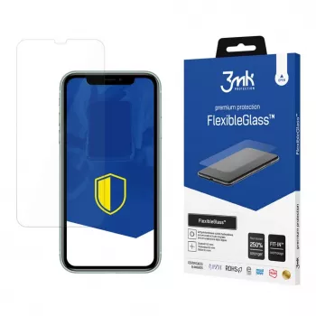 3MK Flexible Glass Screen Protector für Apple iPhone 11 - Hybridglas, 7H Härte, 0,3 mm, oleophobe & antimikrobielle Beschichtung, blasenfreie Montage