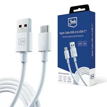 3MK Hyper Cable USB-A auf USB-C 5A 60W 1,2m Weiß