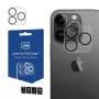 3MK Lens Pro Full Cover Kameralinsen-Schutz aus gehärtetem Glas für iPhone 14 Pro / 14 Pro Max mit Aluminiumrahmen und Montagerahmen (1 Stück, Schwarz)