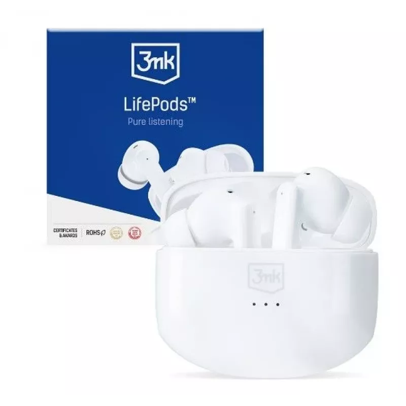 3MK LifePods Protection Bluetooth 5.3 ANC Technology White