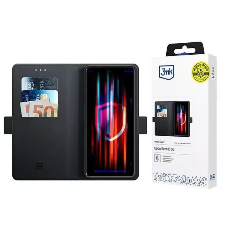 3MK Wallet Case für Oppo Reno10 5G, Schwarz