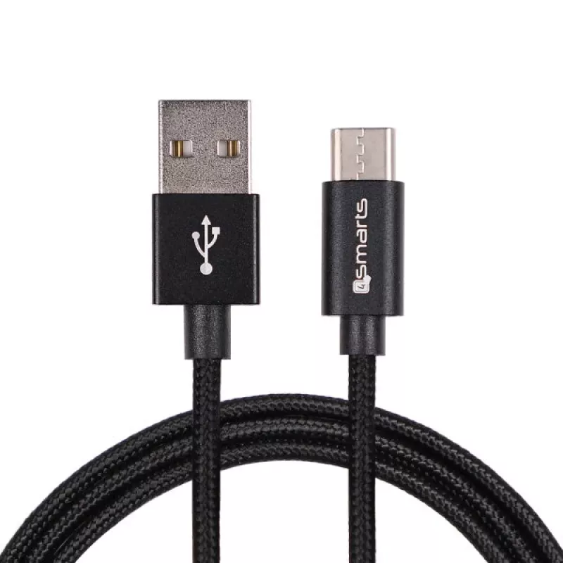 4SMARTS USB-A auf USB-C Kabel RapidCord 2A, 2m, Schwarz