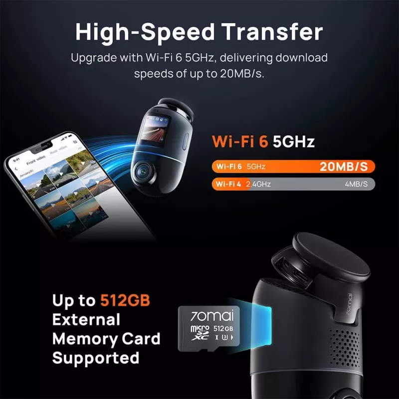 70mai Dash Cam 4K Omni X800 Schwarz
