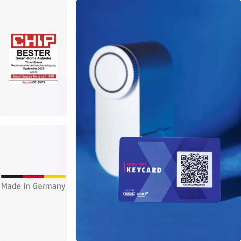 ABUS ABLO10000W Funk-Türschlossantrieb – Aufputzmontage für Euro-Profilzylinder, Weiß