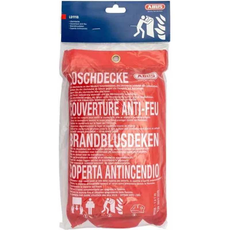 ABUS LD1118 Löschdecke 100 x 100 cm Glasfaser Rot DIN EN 1869:2001 86672