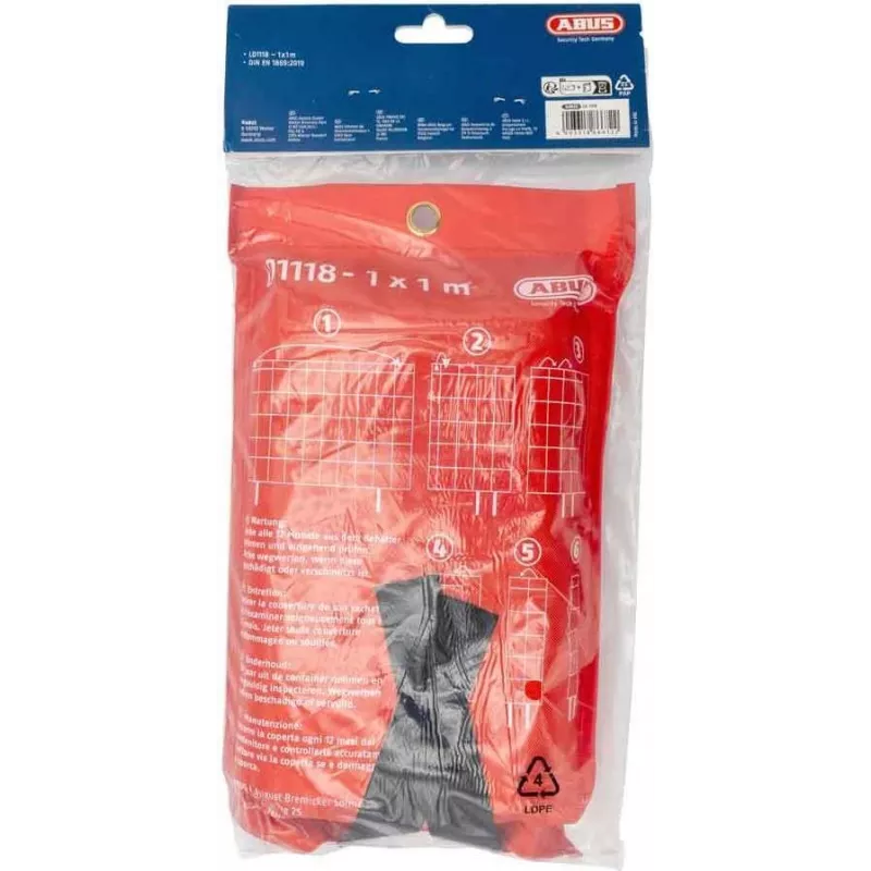 ABUS LD1118 Löschdecke 100 x 100 cm Glasfaser Rot DIN EN 1869:2001 86672