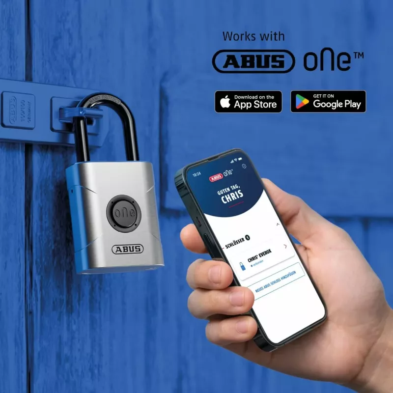 ABUS Security-Center ABEO10010 Bluetooth-Vorhängeschloss, Silber