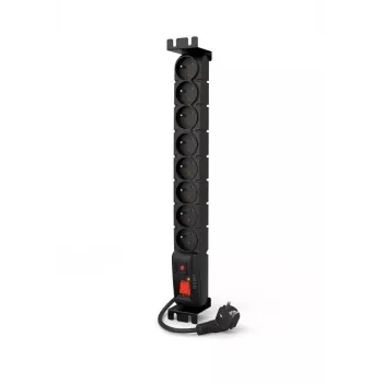 ACAR S8 FA RACK 8-fach Steckdosenleiste 19 Zoll Rack-Montage mit Überspannungsschutz, 5m Kabel, Schwarz