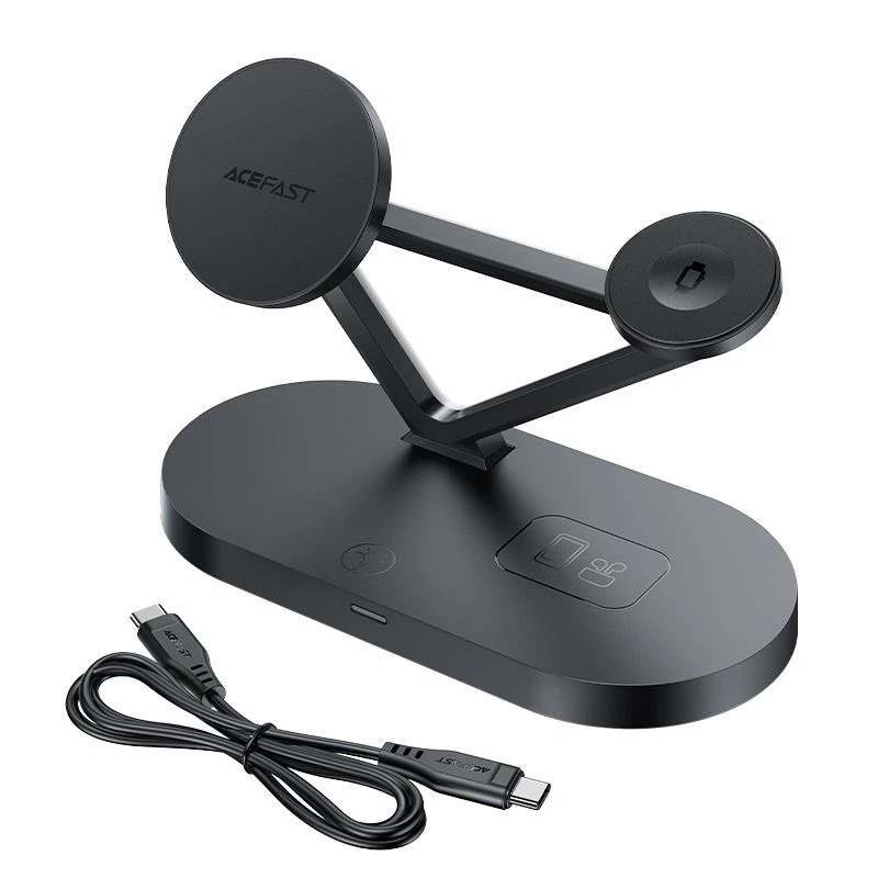 ACEFAST 15W Qi Wireless Charger für iPhone mit MagSafe, Apple Watch und Apple AirPods Standhalter Magnetisch Schwarz