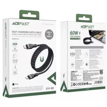 Acefast C11-03 3in1 USB-C auf USB-C Kabel 100W 480Mbps 1,2m Schwarz