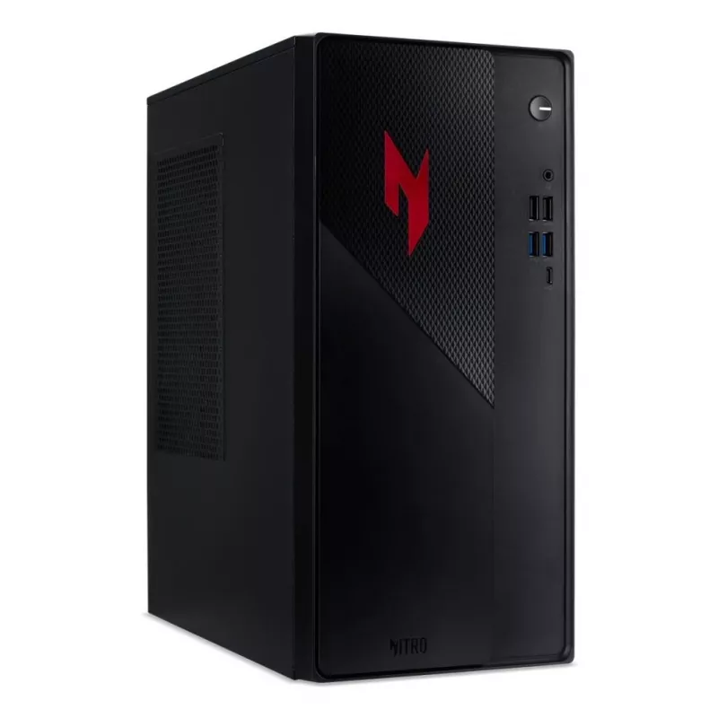 Acer Nitro N20-101 Gaming Desktop PC, Intel Core i5-13400F, 32GB DDR4, 1TB NVMe SSD, NVIDIA GeForce RTX 3050, Windows 11 Home, Schwarz mit roten Akzenten