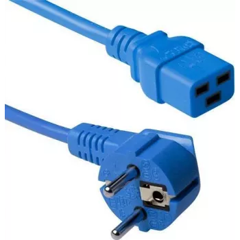 ACT 3m gewinkeltes Schuko-auf-C19 blaues Netzkabel 16A 250V AK5174