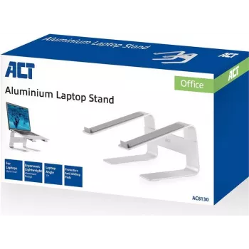 ACT AC8130 Aluminium-Notebook-Ständer, 15,6 Zoll, Grau, 6-fach höhenverstellbar