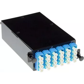 ACT FA2053 MTP/MPO auf LC 12-Faser Multimode-Kassette, Polarität Typ B, schwarzes Metallgehäuse, 1U Rackmontage