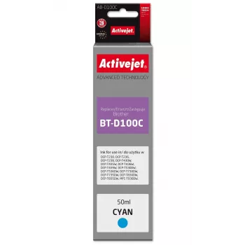 Activejet AB-D100C Cyan Kompatible Tintenpatrone für Brother Drucker, Ersatz für Brother BT-D100C, Supreme Serie, 50 ml