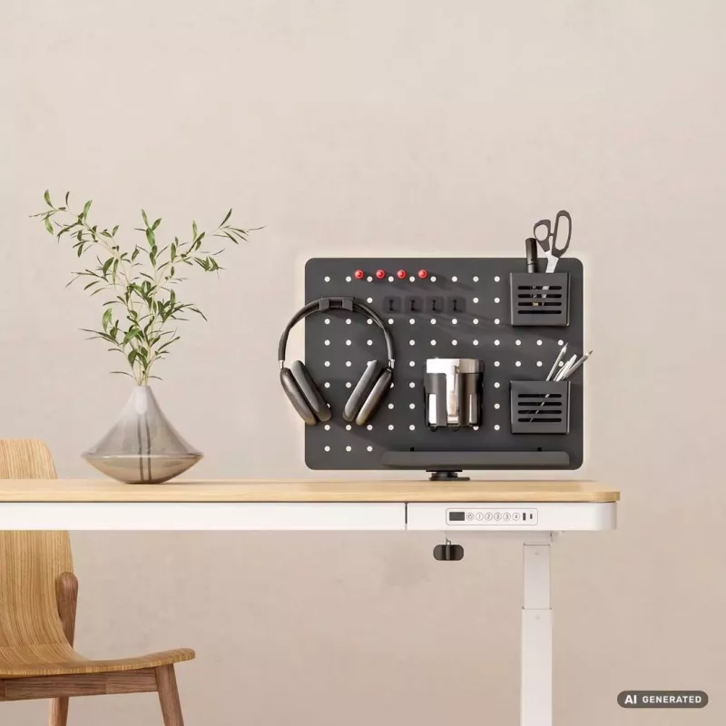 Activejet APB-002B rotierender perforierter Schreibtisch-Organizer mit Steckwand, matt schwarz