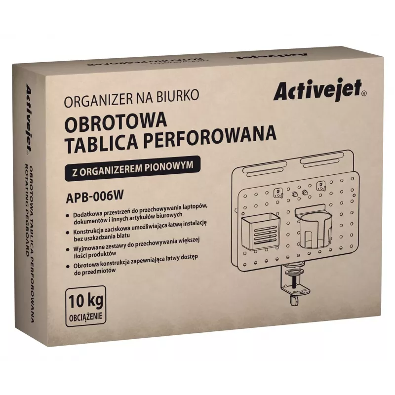 Activejet APB-006W Rotierender Steckbrett-Schreibtischorganisator, Grau & Weiß