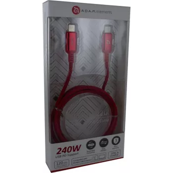 ADAM ELEMENTS Adam Cotton 240W USB-C auf USB-C Kabel 1,2m Rot (ACBADP120RD)