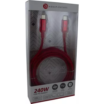ADAM ELEMENTS Adam Cotton 240W USB-C auf USB-C Kabel 2m Rot (ACBADP200RD)