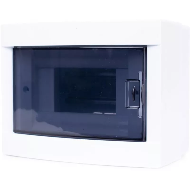 ADELID RM-NT-06T Aufputz-Verteilerkasten, 6 Module, 1 Reihe, IP40, Weiß/Grau