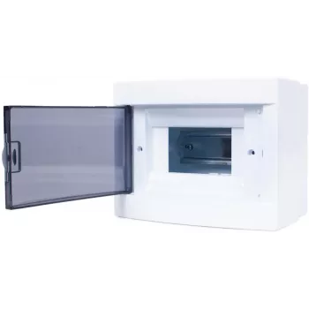 ADELID RM-NT-06T Aufputz-Verteilerkasten, 6 Module, 1 Reihe, IP40, Weiß/Grau