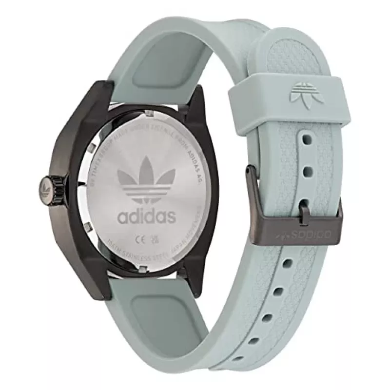 Adidas Herren Digital-Quarzuhr AOFH22001 43mm Schwarz Recycelter Edelstahl und Silikon