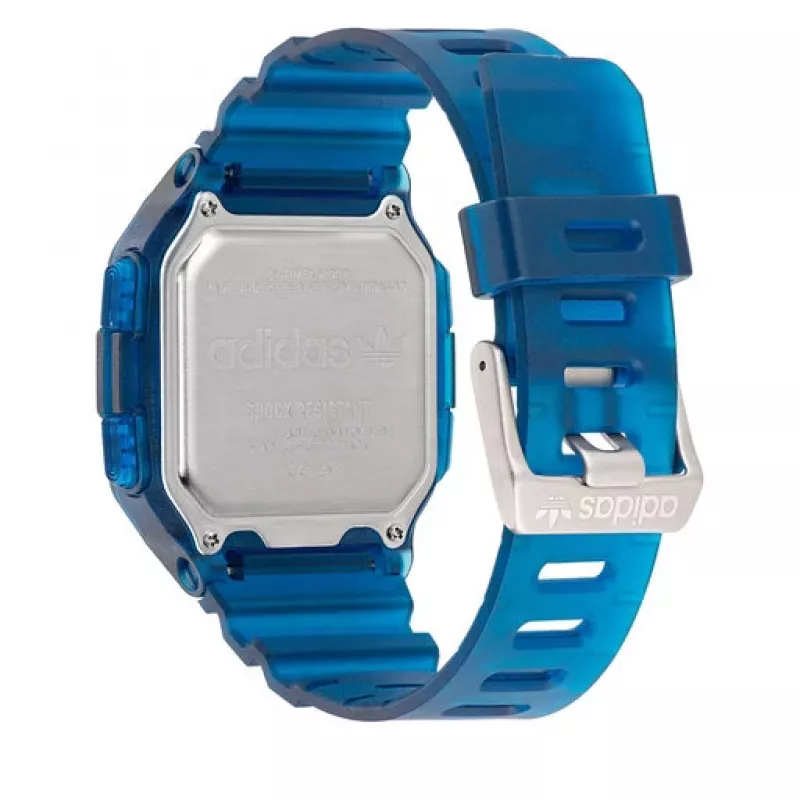 Adidas Project Two Herren Digital-Quarzuhr AOST22552 48mm Schwarzes Silikon