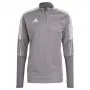 adidas Tiro 21 Trainingsjacke Grey Four GH7301 Herren Slim Fit Viertelreißverschluss Langarm AEROREADY Recyceltes Polyester