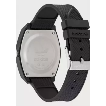 Adidas Damenuhr AOST22038 38mm Edelstahlgehäuse Schwarzes Silikonband Analog Quarz