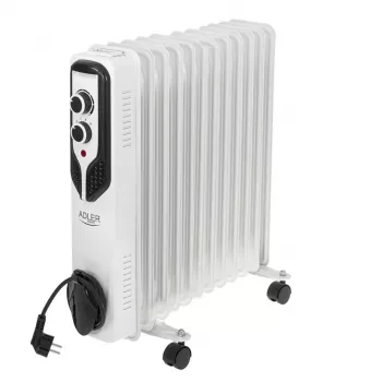 Adler AD 7817 Ölradiator, 11 Rippen, 2500W, 3 Heizstufen, einstellbarer Thermostat, Überhitzungs- und Kippschutz, Räder und Griff, Schwarz