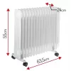 Adler AD 7819 Ölradiator, 2000W, 9 Rippen, 3 Heizstufen, einstellbarer Thermostat, Überhitzungsschutz, integrierte Rollen, Weiß/Grau