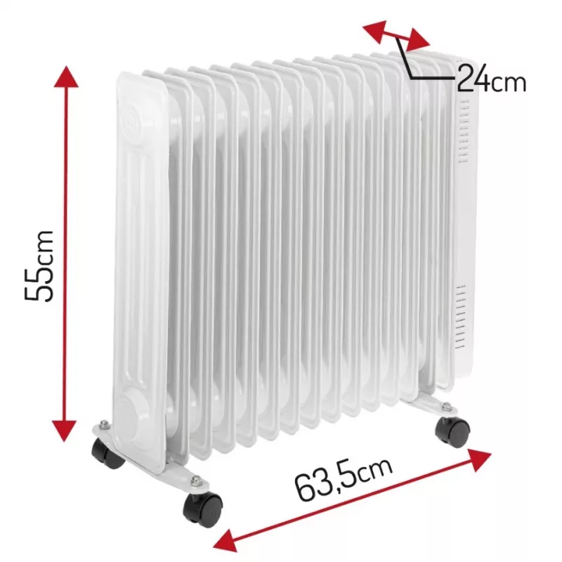 Adler AD 7819 Ölradiator, 2000W, 9 Rippen, 3 Heizstufen, einstellbarer Thermostat, Überhitzungsschutz, integrierte Rollen, Weiß/Grau