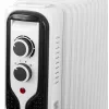 Adler AD 7819 Ölradiator, 2000W, 9 Rippen, 3 Heizstufen, einstellbarer Thermostat, Überhitzungsschutz, integrierte Rollen, Weiß/Grau